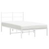 vidaXL Bed Frame White Powder-Coated Steel Small Double Bed Frame