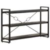 vidaXL Bookcase Black Solid rough mango wood, powder-coated steel Medium