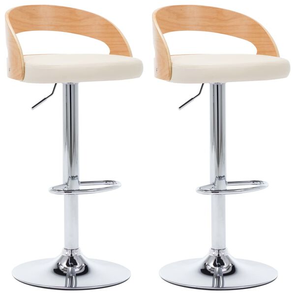 vidaXL Bar Chair Set of 2 Cream and light brown