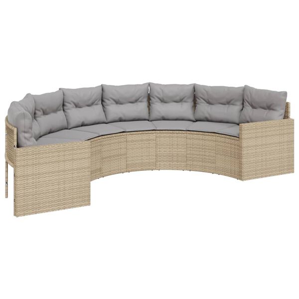 vidaXL Patio Sofa Beige PE rattan, powder-coated steel Large