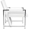 vidaXL Armchair White Faux Leather, Wood, Chrome Medium Ergonomic