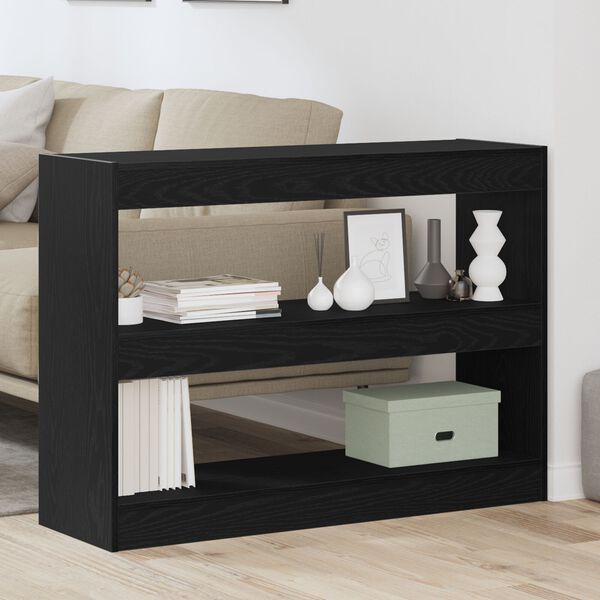 vidaXL Bookcase Black Oak 39.37 x 11.81 x 28.35 in Engineered Wood