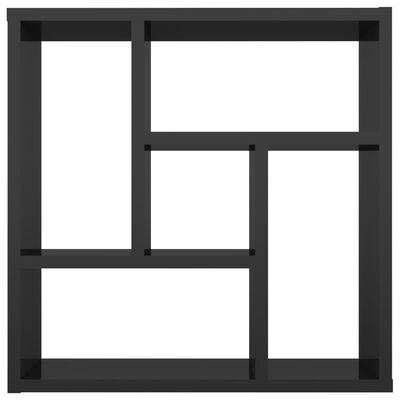 vidaXL Wall Shelf High Gloss Black 17.7"x6.2"x17.7" Chipboard
