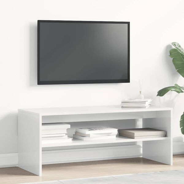 vidaXL TV Cabinet High gloss white Engineered wood Medium TV Cabinet