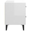 vidaXL Bedside Cabinet Set of 2 High gloss white Engineered wood, metal