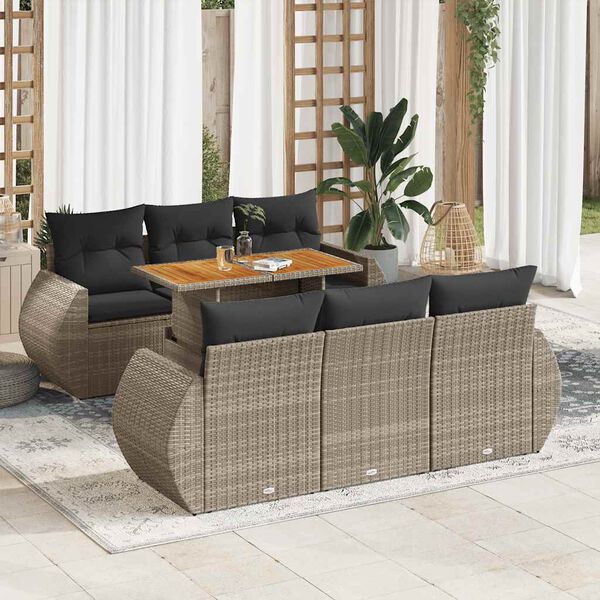 vidaXL Garden Sofa Set Gray, Dark Gray PE rattan Large Adjustable Feet
