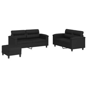 vidaXL Sofa Set Black Faux leather, metal, textilene, plywood