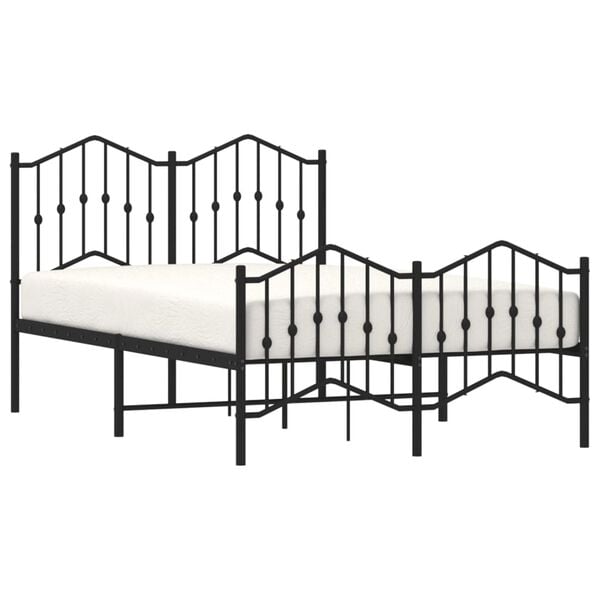vidaXL Bed Frame Black Powder-Coated Steel 47.2 x 78.7 in Bed Frame