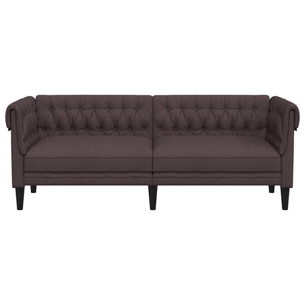 vidaXL Chesterfield Sofa Dark brown Polyester, plywood, solid wood