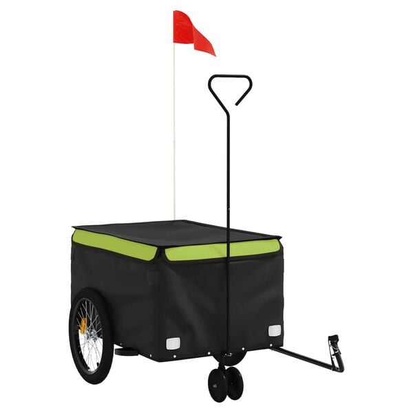 vidaXL Bike Trailer Black and Green 66.1 lb Iron