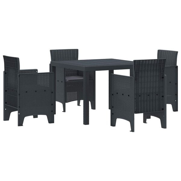 vidaXL Garden Dining Set 5 pcs Anthracite Polt rattan