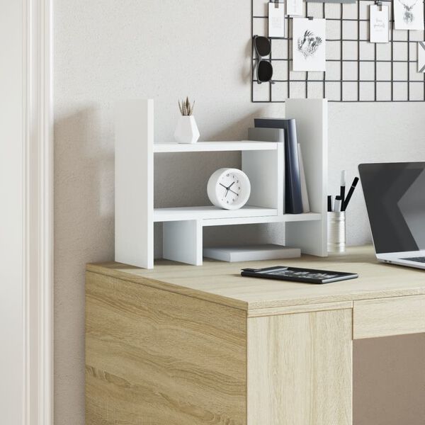 vidaXL Desk Organiser White 15.2x6.7x15.4" Engineered wood