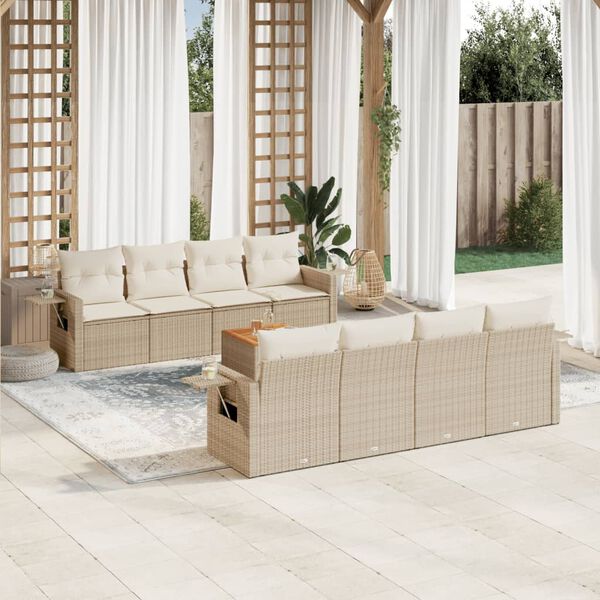 vidaXL Garden Sofa Set Beige PE Rattan Large Modular Garden Sofa Set