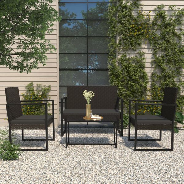 vidaXL Garden Lounge Set Set of 4 Black