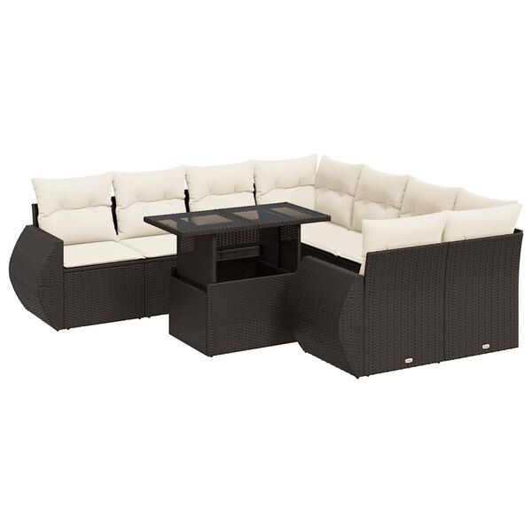 vidaXL Garden Sofa Set Brown,Cream White