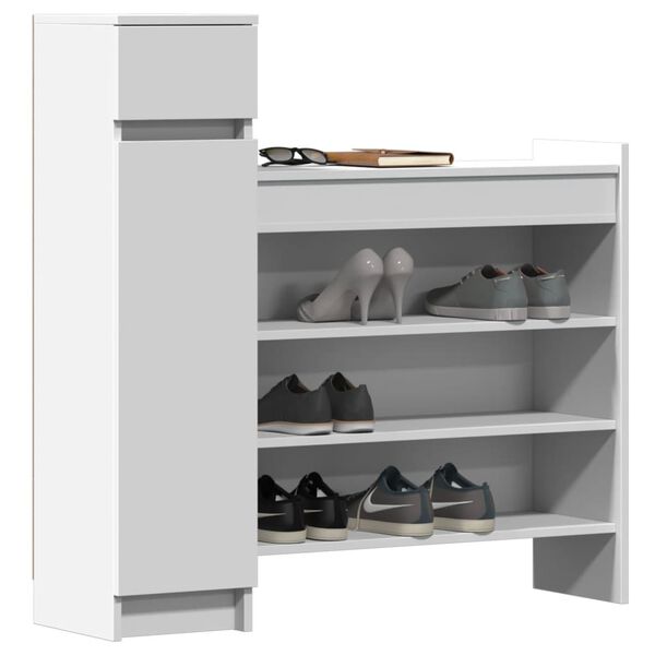 vidaXL Shoe Cabinet White 39.6"x11"x39.4" Engineered Wood