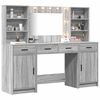 vidaXL Dressing Table Set with LED 3 pcs Grey Sonoma Engineered Wood