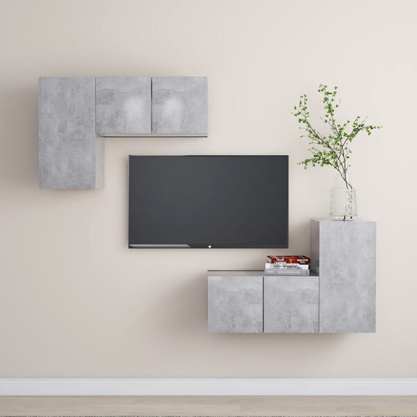 vidaXL 4 Piece TV Stand Set Concrete Gray Engineered Wood