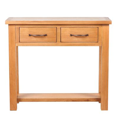 vidaXL Console Table with 2 Drawers Solid Oak Wood 32.7"x11.8"x28.7"