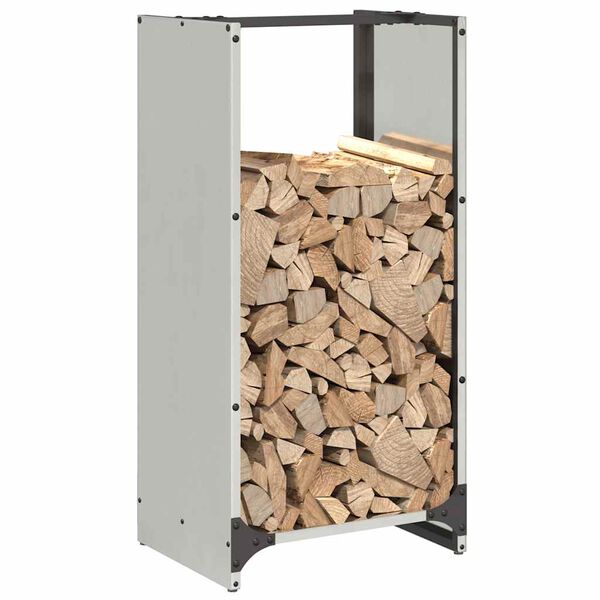 vidaXL Firewood Rack 15.7x11.8x31.5" Stainless Steel