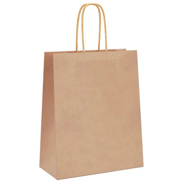vidaXL Paper Bags 250 pcs with Handles Brown 18x8x22 cm