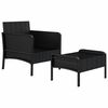 vidaXL Garden Lounge Set Black PE Rattan, Powder-Coated Steel Standard