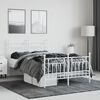 vidaXL Bed Frame White Powder-Coated Steel Small Double Bed Frame