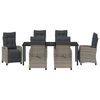 vidaXL Garden Dining Set with Cushion 7 pcs Grey Poly Rattan