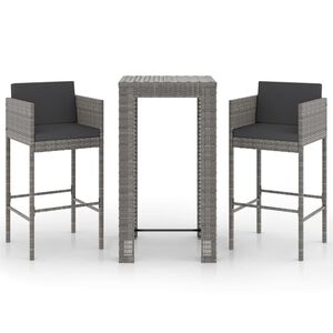 vidaXL Garden Bar Set Grey, Dark grey PE rattan, Steel Medium Footrest
