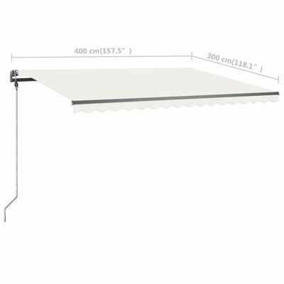vidaXL Manual Retractable Awning with LED 157.5"x118.1" Cream