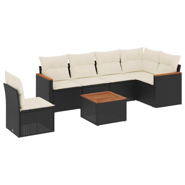 vidaXL Garden Sofa Set Black, Cream White