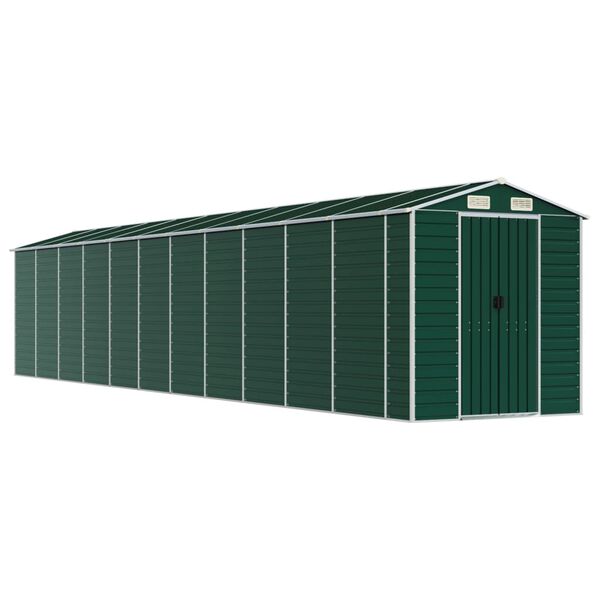 vidaXL Garden Shed Green Galvanized Steel Large Garden Shed