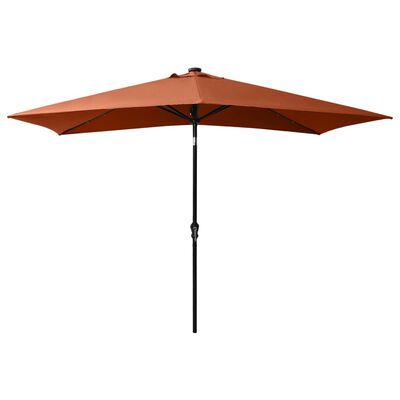 vidaXL Parasol with LEDs and Steel Pole Terracotta 6.6'x9.8'