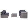 vidaXL Garden Lounge Set Grey PE Rattan, Powder-Coated Steel, Glass Large