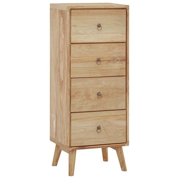 vidaXL Chest of Drawers Natural Teak Solid Teak Wood, Brass Medium