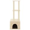 vidaXL Cat Tree Cream Engineered wood, plush, sisal 52.6 in tall Durable