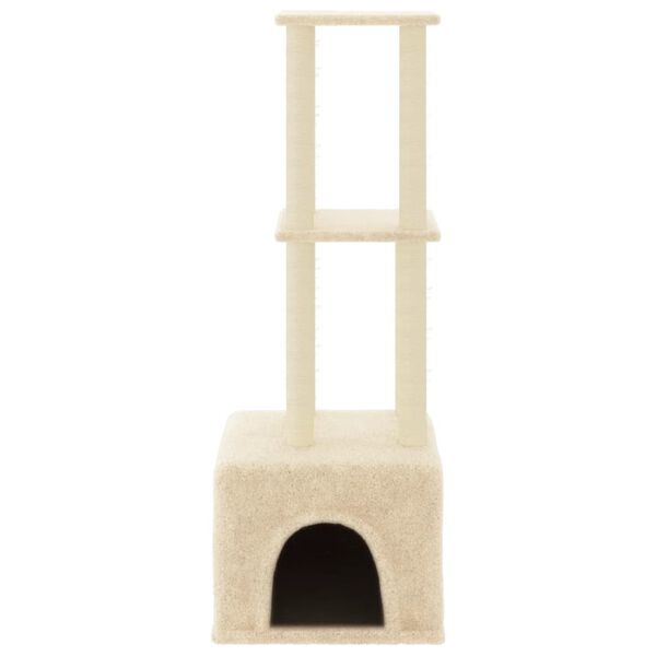 vidaXL Cat Tree Cream Engineered wood, plush, sisal 52.6 in tall Durable