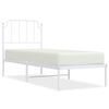 vidaXL Metal Bed Frame without Mattress with Headboard White 29.5"x74.8"