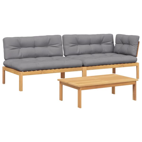 vidaXL Pallet Sofa Set Brown Solid acacia wood Large Modular
