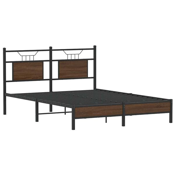 vidaXL Bed Frame without Mattress Brown Oak 55.1x78.7” Engineered Wood