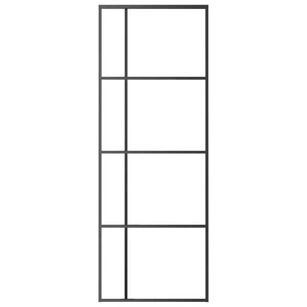 vidaXL Sliding Door Frosted ESG Glass and Aluminum 29.9"x80.7" Black