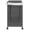 vidaXL Laundry Basket with Wheels Grey 23.6x13.8x23.8" Rattan