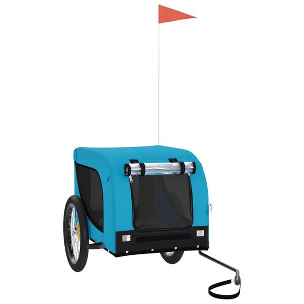vidaXL Pet Bike Trailer Blue and Black Oxford fabric, iron, PVC