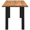 vidaXL Dining Table Light Brown Solid Oak Wood, Powder-Coated Steel Large