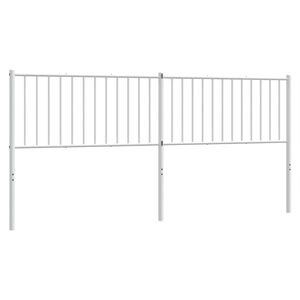 vidaXL Headboard White Powder-Coated Steel Double Bed