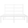 vidaXL Bed Frame White Powder-Coated Steel Small Double Bed Frame