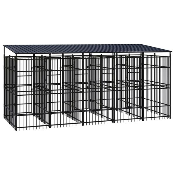 vidaXL Dog Kennel Black Powder-coated steel Large Dog Kennel
