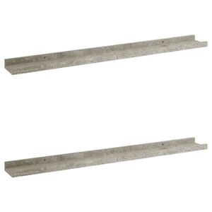 vidaXL Wall Shelf Set of 2 Concrete Gray MDF 31.5 x 3.5 x 1.2 in