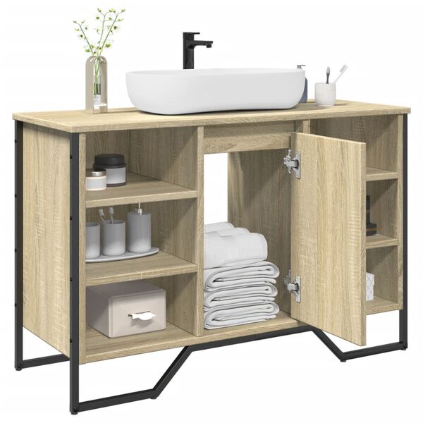 vidaXL Bathroom Sink Cabinet Sonoma oak Engineered wood, metal Medium