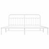 vidaXL Bed Frame White Powder-Coated Steel 76 in x 80 in Industrial